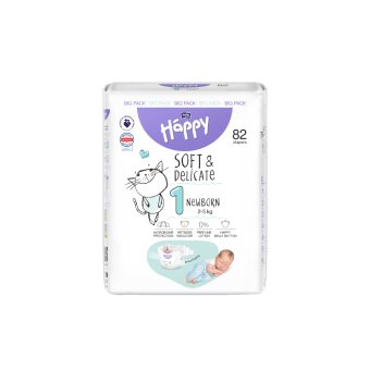 HAPPY sauskelnės NEWBORN, 2–, bekvapės, 82 vnt., 5 kg