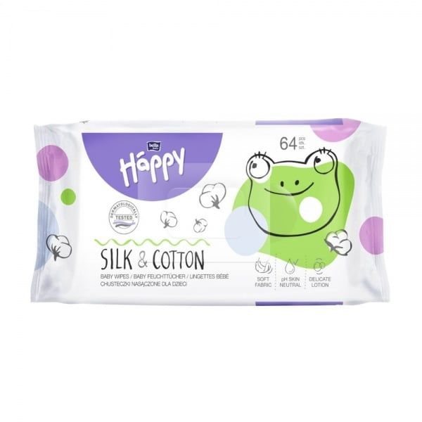 HAPPY SILK AND COTTON drėgnos servetėlės vaikams N64