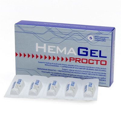 HEMAGEL PROCTO, medicininės žvakutės, 5 vnt