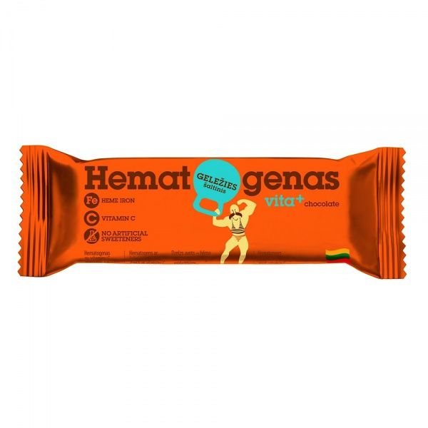 HEMATOGENAS maisto papildas su juodojo šokolado skonio glaistu VITA+, 40 g