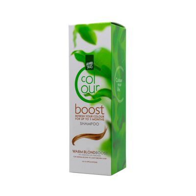 HENNAPLUS dažantis šampūnas Colour Boost Warm Blond su 8 ekolog. ekstrakt., šilta blondinė, 200 ml