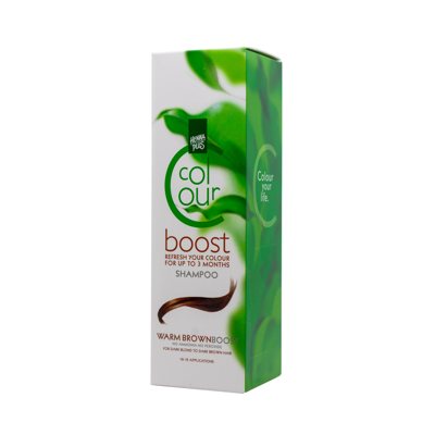 HENNAPLUS dažantis šampūnas Colour Boost Warm Brown su 8 ekolog. ekstraktais, šilta ruda, 200 ml