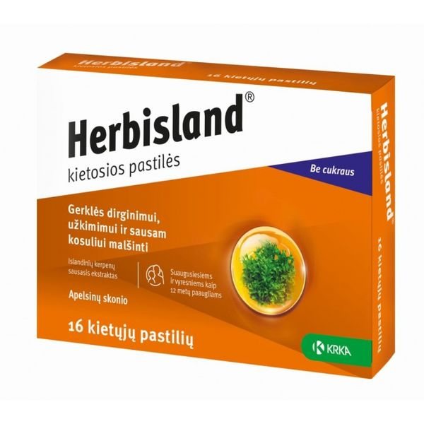 HERBISLAND kietosios pastilės, 16 vnt