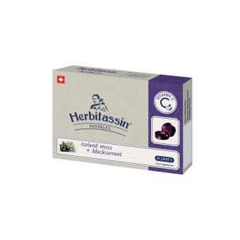 HERBITASSIN gerklės pastilės su islandinėmis kerpenomis ir juodaisiais serbentais, N12
