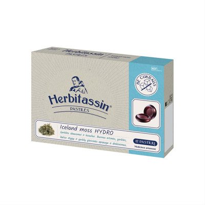 HERBITASSIN ICELAND MOSS HYDRO, 12 pastilių