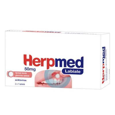Herpmed Labiale 50mg lipniosios žando gleivinės tabletės N2x1