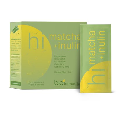 HI MATCHA + INULIN, 14 paketėlių geriamajam tirpalui