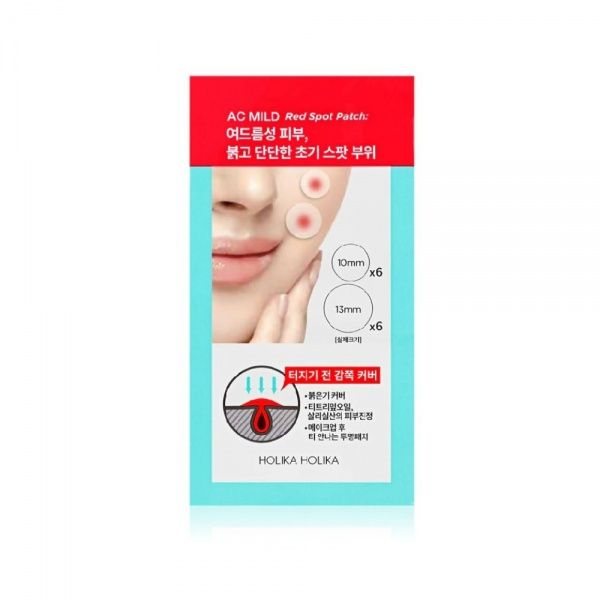 HOLIKA HOLIKA pleistrai spuogams AC MILD RED SPOT PATCH, 12 vnt