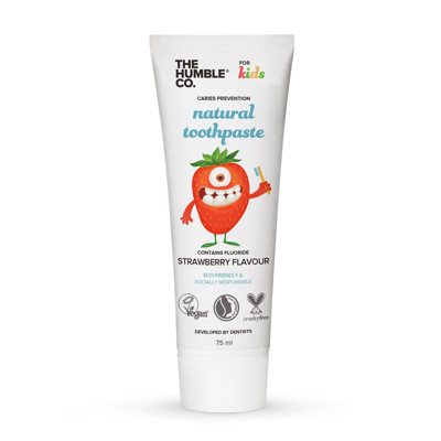 HUMBLE KIDS STRAWBERRY, dantų pasta su flouru, 2-., 75 ml, 6 m