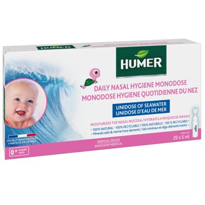 HUMER, jūros vanduo kūdikiams vienadozėse ampulėse, 20 vienetų, 5 ml