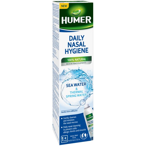 HUMER terminio ir jūros vandens nosies purškalas DAILY NASAL HYGIENE, 50 ml