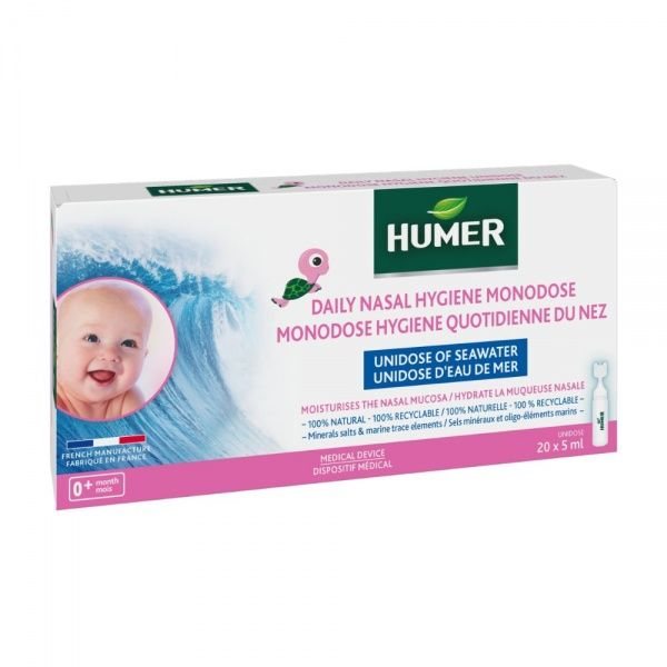HUMER vienkartinės jūros vandens ampulės kūdikiams, 20 monodozių, 5 ml