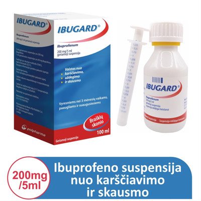 IBUGARD, 200 mg/, geriamoji suspensija, 100 ml, 5 ml
