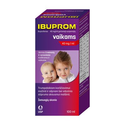 IBUPROM, 40 mg/ml, geriamoji suspensija, vaikams, 100 ml