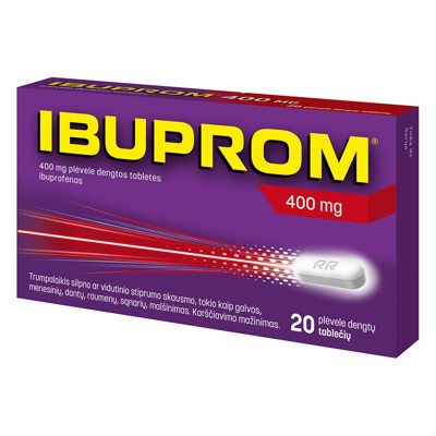 Ibuprom 400 mg plėvele dengtos tabletės N20