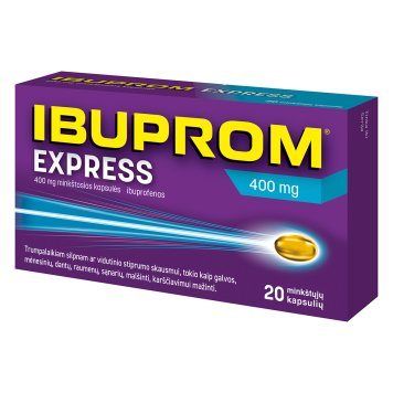 IBUPROM Express 400 mg minkštosios kapsulės N20 (US Pharmacia Sp.z o.o.)