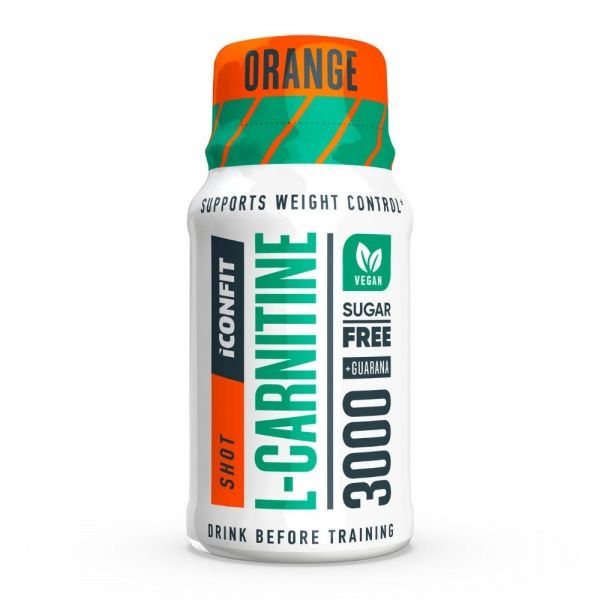 ICONFIT gėrimas prieš treniruotę L-CARNITINE SHOT, apelsinų skonio, 60 ml