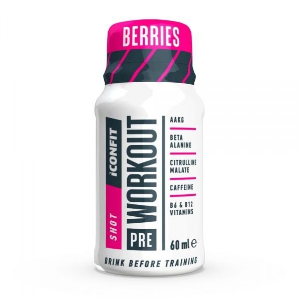 ICONFIT gėrimas prieš treniruotę PRE WORKOUT SHOT, uogų skonio, 60 ml