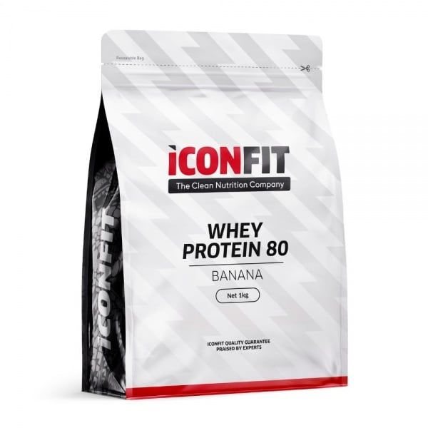 ICONFIT išrūgų baltymai WHEY PROTEIN 80, bananų skonio, 1 kg
