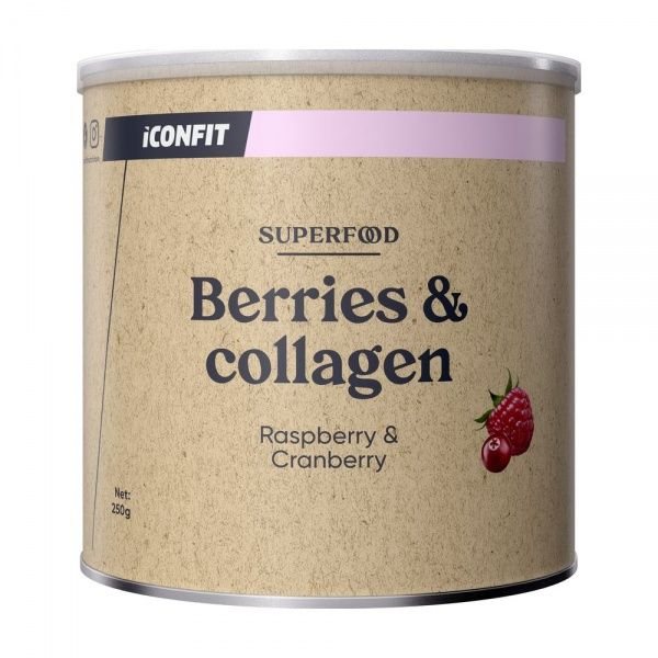 ICONFIT maisto papildas BERRIES & COLLAGEN, aviečių ir spanguolių skonio, 250 g