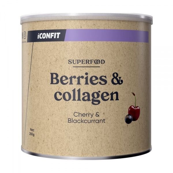 ICONFIT maisto papildas BERRIES & COLLAGEN, vyšnių ir juodųjų serbentų skonio, 250 g
