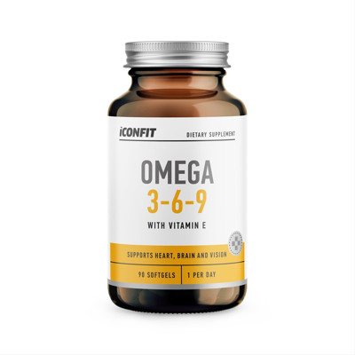 ICONFIT, omega 3, 6 ir 9, su Vitaminu E, 1000 mg, 90 kapsulių