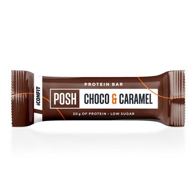 ICONFIT POSH CHOCO & CARAMEL, baltyminis batonėlis, 55 g
