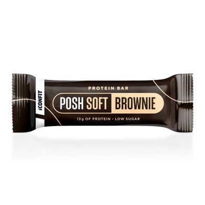ICONFIT, POSH SOFT BROWNIE, baltyminis batonėlis, šokoladinio brownie, 1 vnt., 40 g