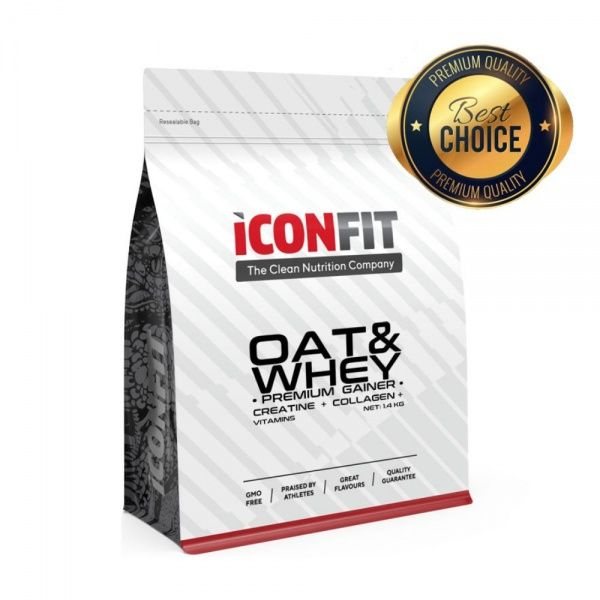 ICONFIT raumenų masės didinimo priemonė OAT WHEY PREMIUM GAINER, šokolado skonio, 1.4 kg