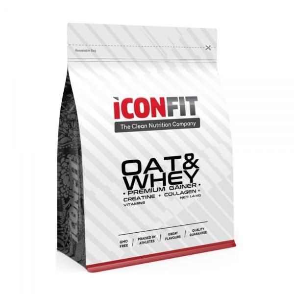 ICONFIT raumenų masės didinimo priemonė OAT WHEY PREMIUM GAINER, vanilės skonio, 1.4 kg