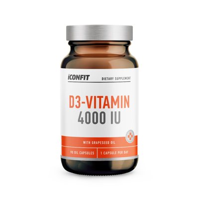 ICONFIT VITAMINAS D3 4000TV, su vynuogių sėklų aliejumi, 90 kapsulių