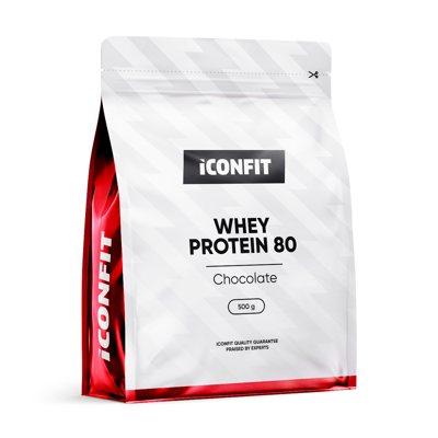 ICONFIT Whey 80, išrūgų baltymų koncentratas, šokolado skonio, 500 g