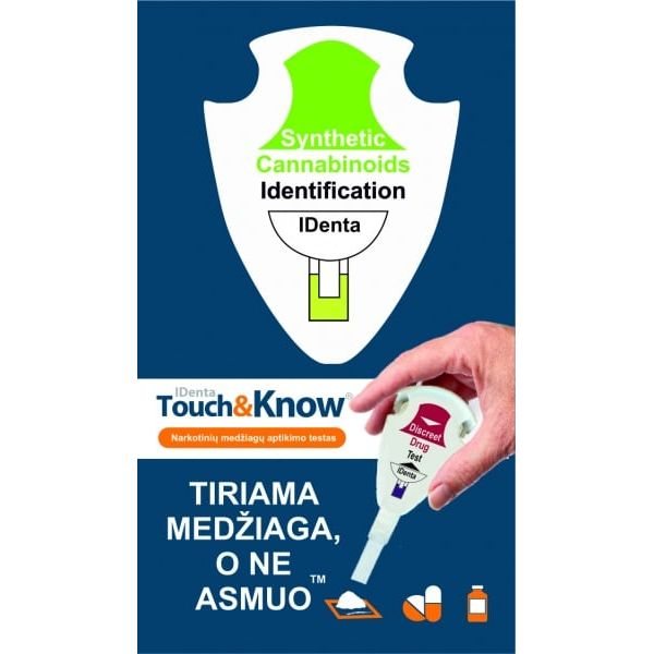 IDENTA testas sintetiniams kanabinoidams nustatyti paviršiuose TOUCH & KNOW, 1 vnt