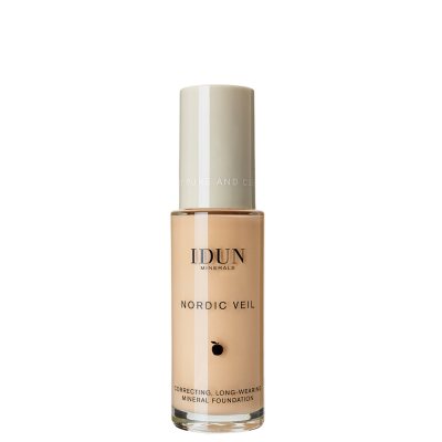 IDUN Minerals skystas makiažo pagrindas stipriai maskuojantis Nordic Veil Disa Nr. 1307 neutral light-medium, 26 ml