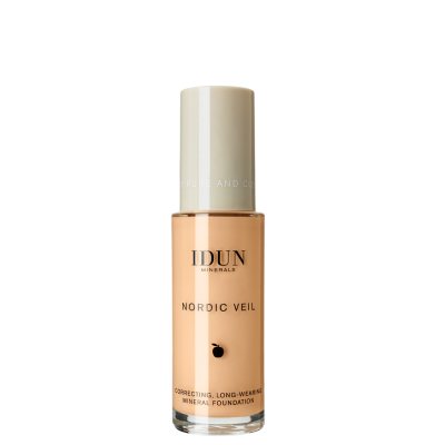 IDUN Minerals skystas makiažo pagrindas stipriai maskuojantis Nordic Veil Freja Nr. 1306 warm light, 26 ml