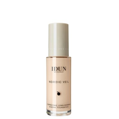 IDUN Minerals skystas makiažo pagrindas stipriai maskuojantis Nordic Veil Saga Nr. 1303 neutral light, 26 ml