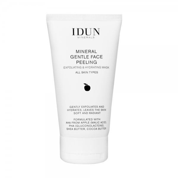 IDUN MINERALS švelnus kreminis veido šveitiklis-kaukė su obuolių AHA ir PHA rūgštimis, visiems odos tipams, 75 ml