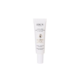 IDUN Minerals ypač lengvas dieninis veido kremas su niacinamidu, visų tipų odai, SPF 50 (makiažo bazė), 30 ml