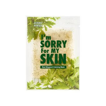 I'M SORRY FOR MY SKIN, lakštinė veido kaukė, Real Mugwort Calming Mask, 23 ml