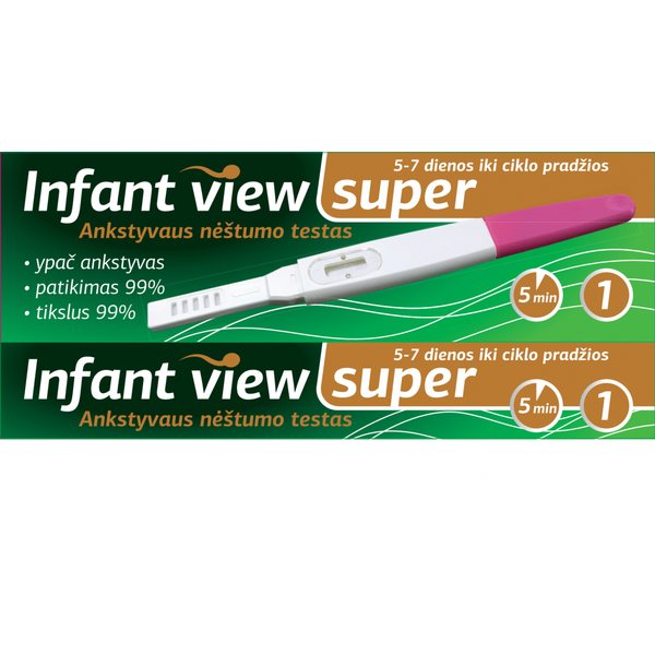 INFANT VIEW ypač ankstyvas nėštumo testas SUPER, srovinis, 1 vnt