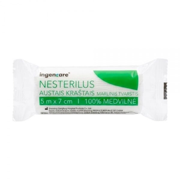 INGENCARE nesterilus tvarstis austais kraštais, x 7 cm, 1 vnt., 5 m