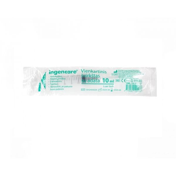 INGENCARE švirkštas LUER LOCK, 1 vnt., 10 ml