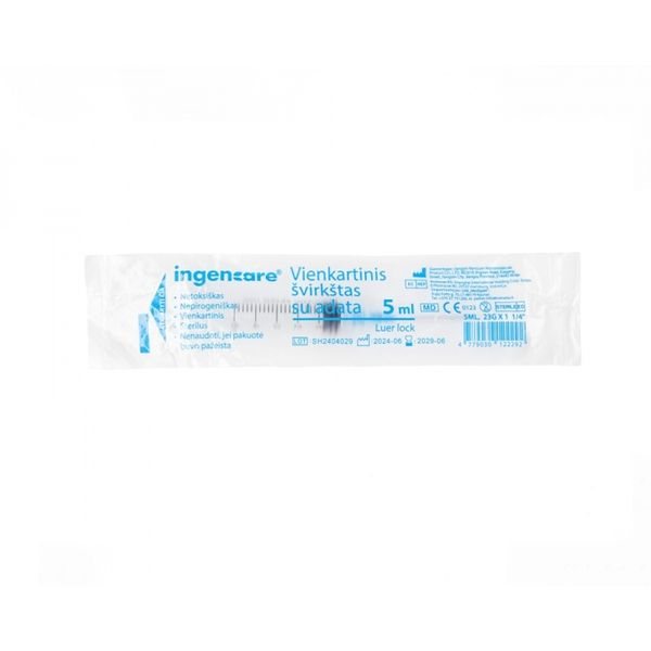 INGENCARE švirkštas LUER LOCK, 1 vnt., 5 ml