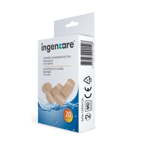 INGENCARE vandeniui atsparūs pleistrai, 20 vnt