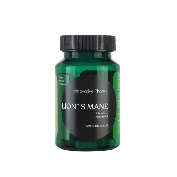 INNOVATIVE PHARMA maisto papildas LION'S MANE VITAMINAI C IR B5, 30 kaps.