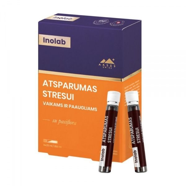 INOLAB maisto papildas ATSPARUMAS STRESUI VAIKAMS IR PAAUGLIAMS, x 25 ml, 14 vnt
