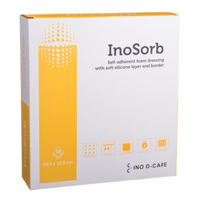 INOSORB, x 15,5 cm, lipnus tvarstis su silikonu, 10 vnt., 15.5 cm