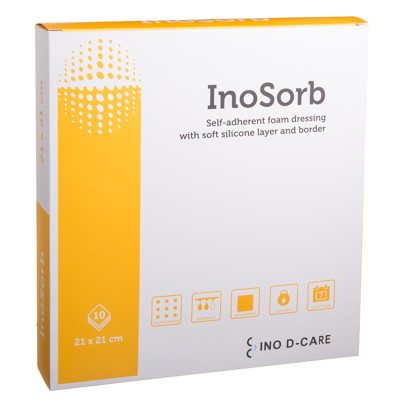 INOSORB, x 21 cm, lipnus tvarstis su silikonu, 10 vnt., 21 cm
