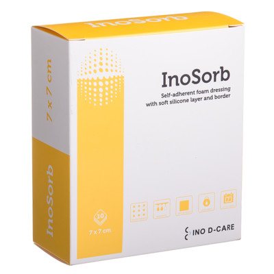 INOSORB, x 7 cm, lipnus tvarstis su silikonu, 10 vnt., 7 cm