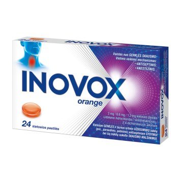 INOVOX ORANGE 2 mg/0,6 mg/1,2 mg kietosios pastilės N24